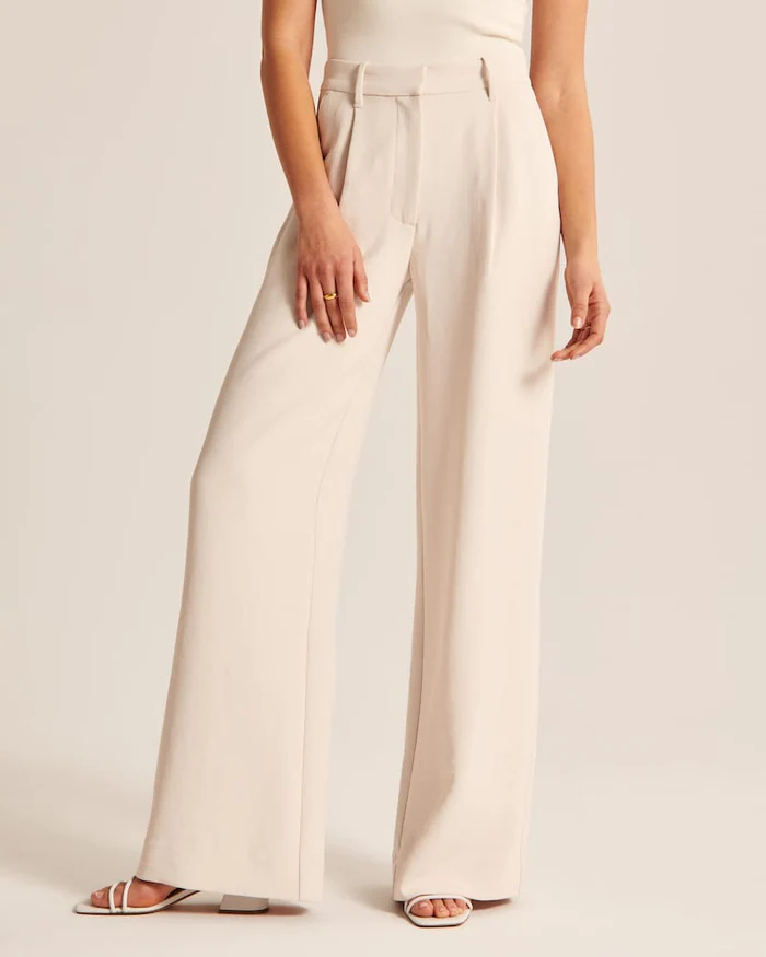 Marian - Pantalon large beige