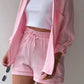 Ensemble short-chemise à manches longues de couleur unie