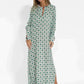 Jocelyn | DAMES JURK MET GEOMETRISCHE PRINT EN ZIJDELEN MET SPLITS