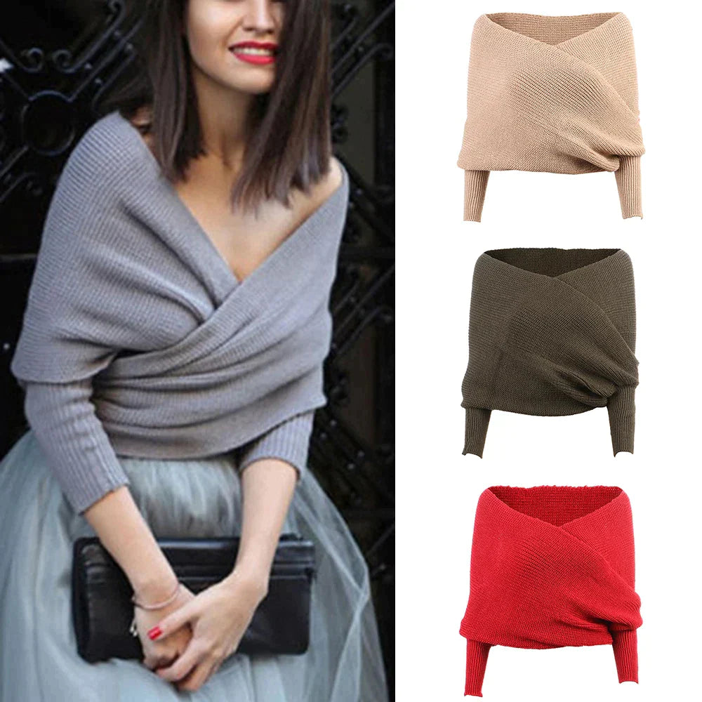 Veala | Trendy Wraptrui met V-hals en Off-Shoulder Look voor Dames