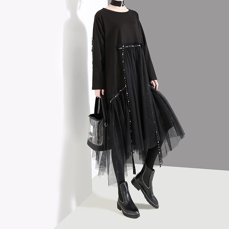 Karli | Zwarte Betty losse midi-jurk