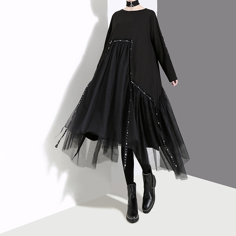 Karli | Zwarte Betty losse midi-jurk