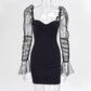 Gemma | Elegante dames mini-jurk met effen mesh en pofmouwen