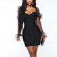 Gemma | Elegante dames mini-jurk met effen mesh en pofmouwen