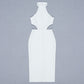 Paityn | Gladde en witte bandage midi-jurk