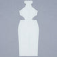 Paityn | Gladde en witte bandage midi-jurk