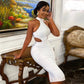 Paityn | Gladde en witte bandage midi-jurk