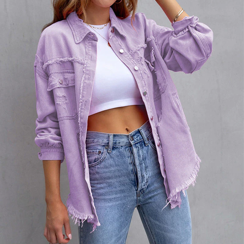 JEANSJACKE ZERFLEDDERTE THEA