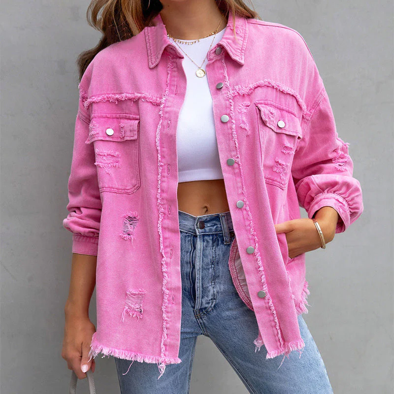 JEANSJACKE ZERFLEDDERTE THEA