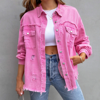 JEANSJACKE ZERFLEDDERTE THEA