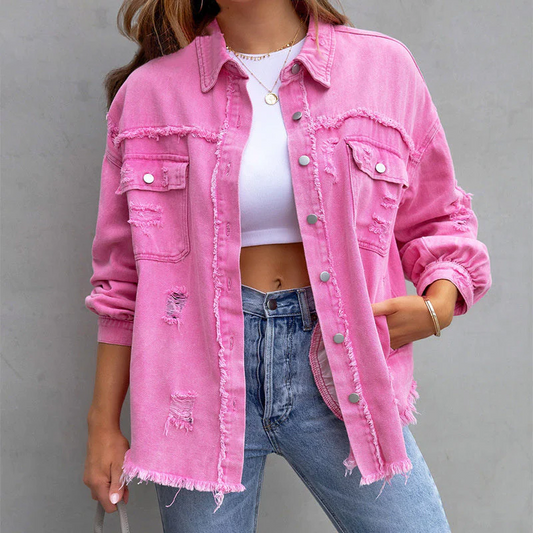 JEANSJACKE ZERFLEDDERTE THEA