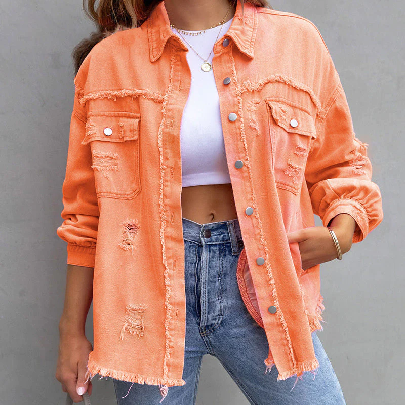 JEANSJACKE ZERFLEDDERTE THEA
