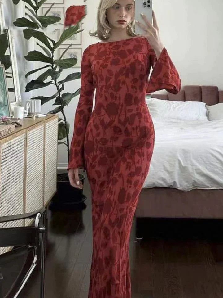 Mylie | DAMES JURK VAN CHIFFON MET BLOEMENPRINT EN WIJDE MOUWEN