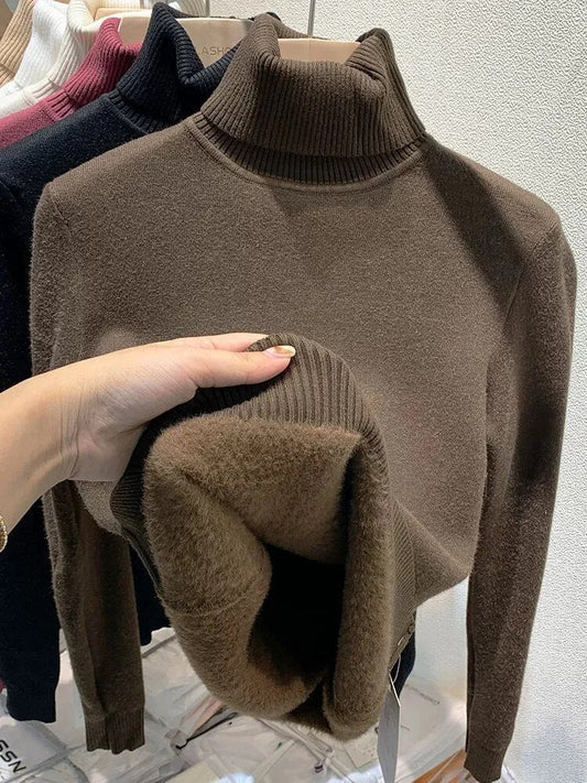 CRIPES - Mit Samt gefütterter Rollkragenpullover für Frauen