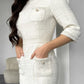 Linny | Elegante Effen Kleur Tweed Jurk