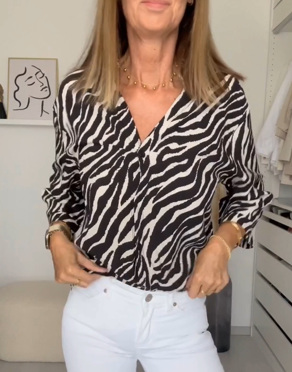 Herfstblouse met zebraprintje