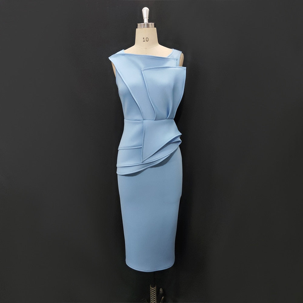 Hillary | Elegante mouwloze damesjurk met ruches en O-hals