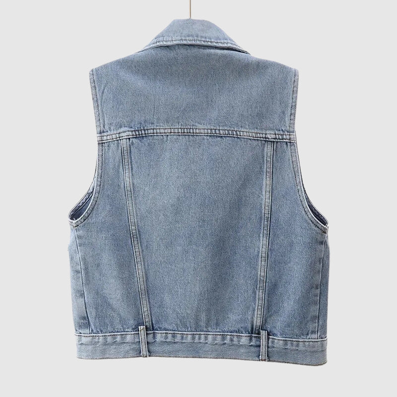 CRIPES - Wickeljacke aus Denim mit Perlen