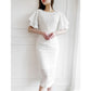 Yasmin | Mooi in witte halfhoge jurk