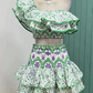 Haylie | DAMES KORTE MOUWEN TOPS MET HALS UITSLIJPING EN HOGE TAILLE ROKKEN