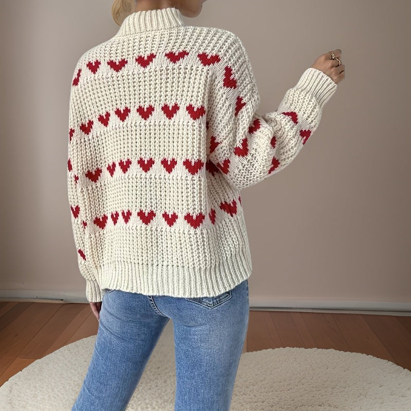 CRIPES - Rollkragenpullover mit Herzmuster