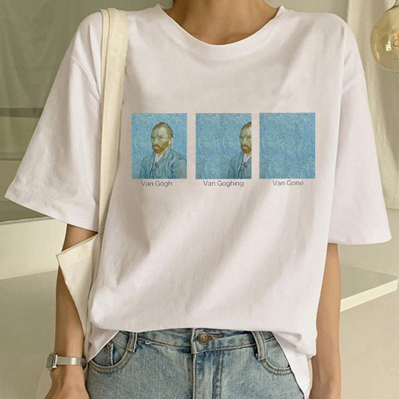 T-shirt imprimé peinture à l'huile Van Gogh