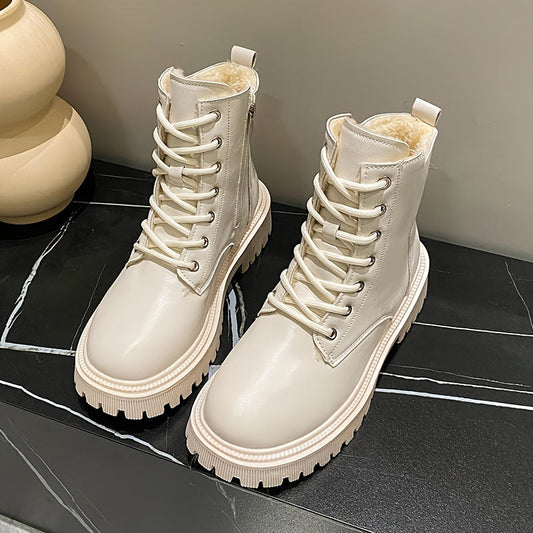 Veala | Trendy Dames Winter Combat Boots | IJzige Elegantie