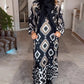 Jurk met lange mouwen en geometrische print