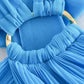 Cripes Criss-cross Licou Robe plissée bleue