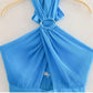 Cripes Criss-cross Licou Robe plissée bleue