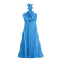 Cripes Criss-cross Licou Robe plissée bleue