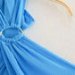 Cripes Criss-cross Licou Robe plissée bleue