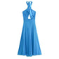 Cripes Criss-cross Licou Robe plissée bleue