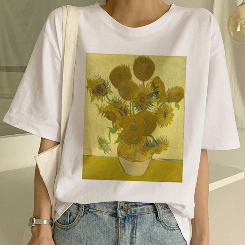 T-shirt imprimé peinture à l'huile Van Gogh