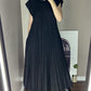 Robe Plissée et Simple de Couleur Unie sans Manches