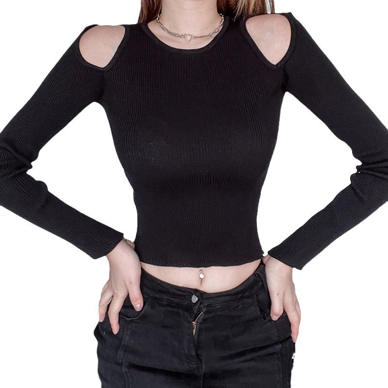 Veala | Stijlvolle Crop Top met Lange Mouwen en Uitsparingen