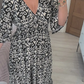Robe longue à encolure en V, imprimé bohème décontracté, enveloppant la taille