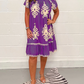 Robe à encolure carrée avec impression géométrique et multi-impression