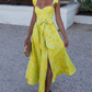 Robe avec nœud à la taille imprimée avec manches papillon