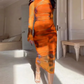 Robe à manches longues imprimée Tie Dye