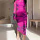 Robe à manches longues imprimée Tie Dye