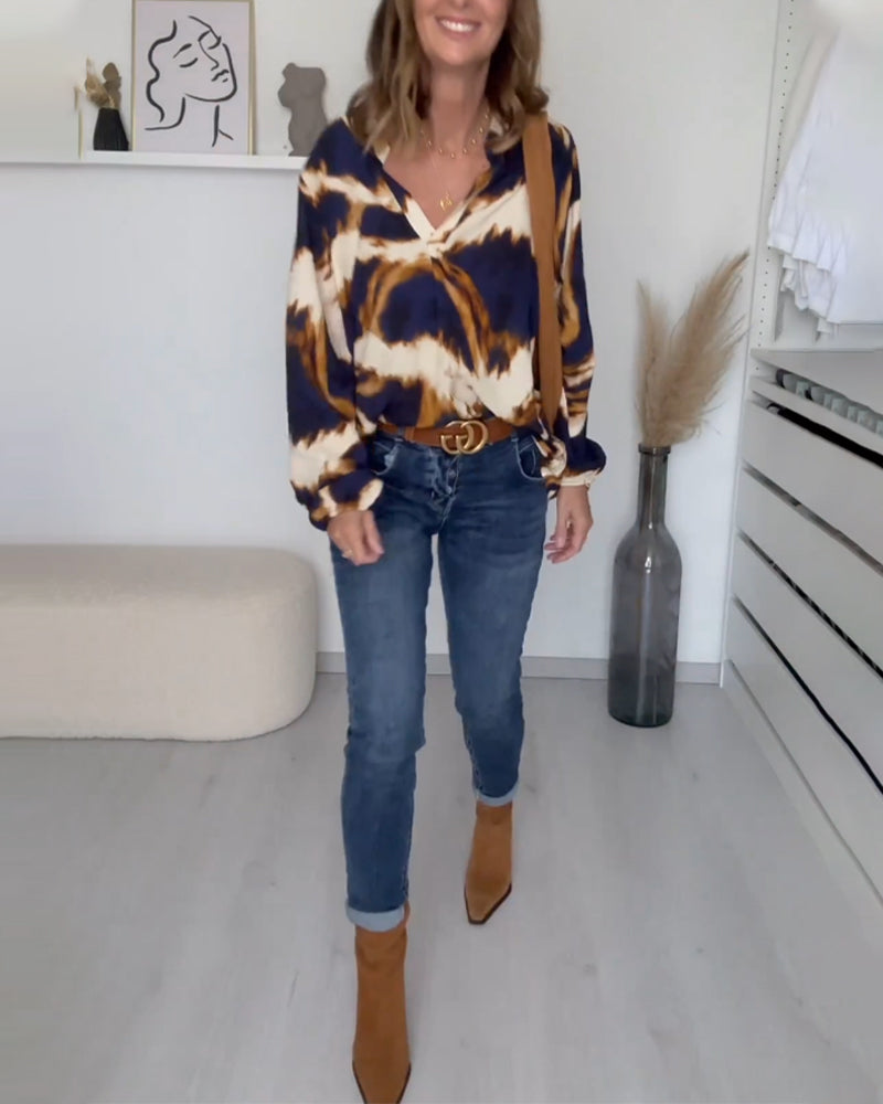 Herfstblouse met V-hals