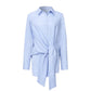 Elara - Lange Mouwen Geplooide Frontknoop Blouse