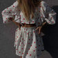 Ensemble deux pièces avec jupe à la mode en coton à volants et imprimé fraise