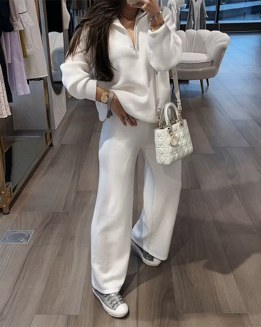 Costume Deux Pièces Margaret avec Pantalon et haut Zippé à Manches Longues