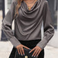 Effen kleur blouse met plooien