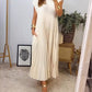 Robe Plissée et Simple de Couleur Unie sans Manches