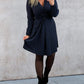 Jurk met effen kleur en gesmoorde taille