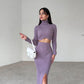 Lovnique | Elegante jurk met vollemouwen en hogehals