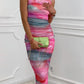 Robe plissée à encolure ronde et imprimé tie-dye